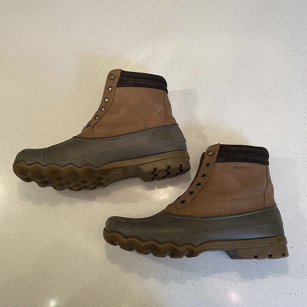 Sperry Brewster Waterproof Leather Duck Boots Men's 10 Brown Lace Up STS14140